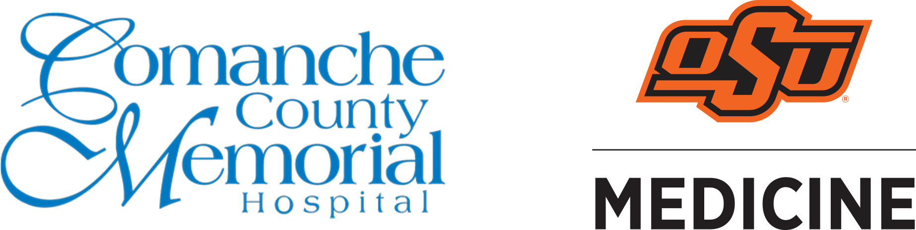 CCHM-OSUMED Comanche County Memorial Hospital logo and Oklahoma State University Medicine logo